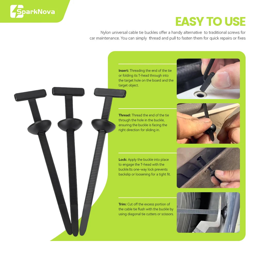 10/20/50/100pcs Heavy Duty Self Locking Cable Ties with Pin Button Universal Nylon Zip Ties for Car Repair Fastening Strap