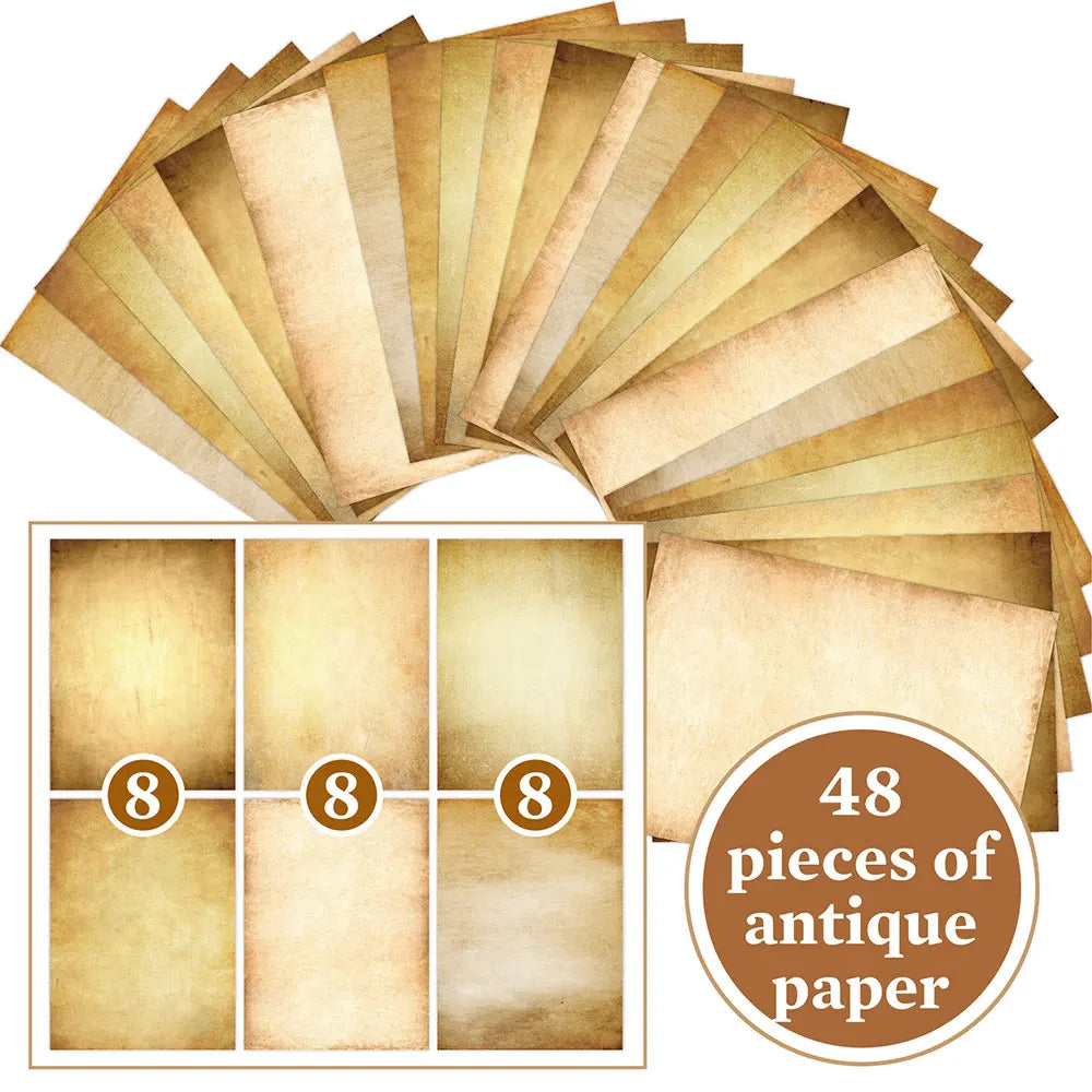 For Fun 48 Sheets Vintage Scrapbook Material Paper DIY Junk Journal Collage Photo Album Retro Background Paper A4 Printing Paper