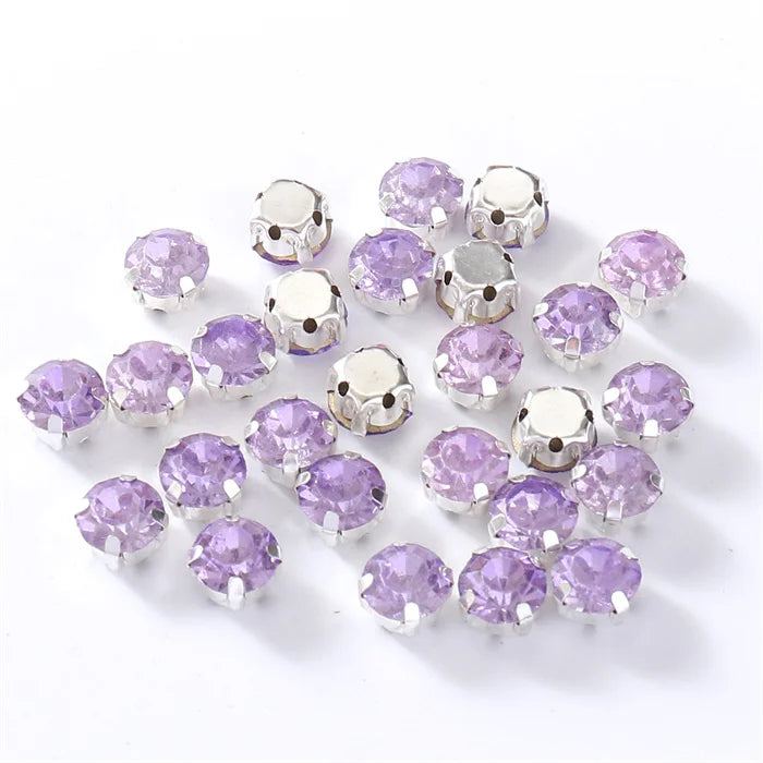 4mm-8mm Glitter Glass Sewing Rhinestones with Sliver Base Round Crystal Strass stones for diamond  Jewellery clothes diy