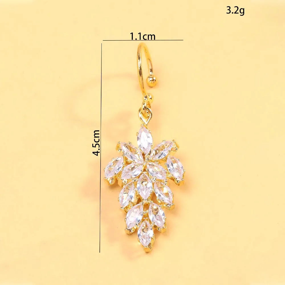 Stonefans Sexy Leaves Lips Ring Zircon High Quality Non Piercing Jewelry Fashion Hip Hop Labret Cuff Accessories Women Nightclub