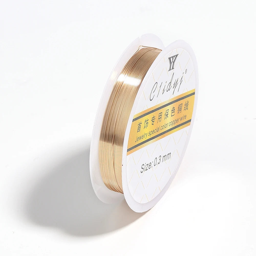 1Roll Gold Color Copper Wire 0.2/0.3/0.4/0.5/0.6/0.7/0.8/1.0mm Beading Cord Wire DIY For Beads Jewelry Making Accessories