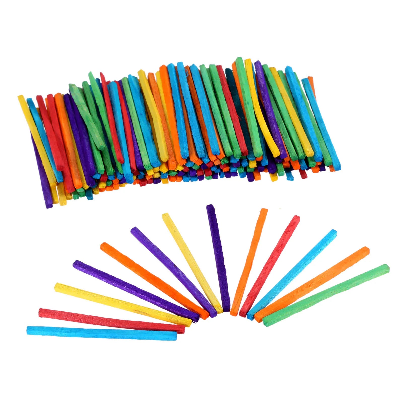 200pcs/set Wood Sticks Match Rods Colorful 3D Puzzle DIY Craft Kids Mathematics Teaching Aids Educational Learning 4.2cm Length