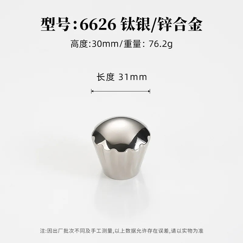 French titanium-silver cabinet door handle Solid zinc-alloy Cupboard & wardrobe pulls single-hole drawer knob  Furniture handle