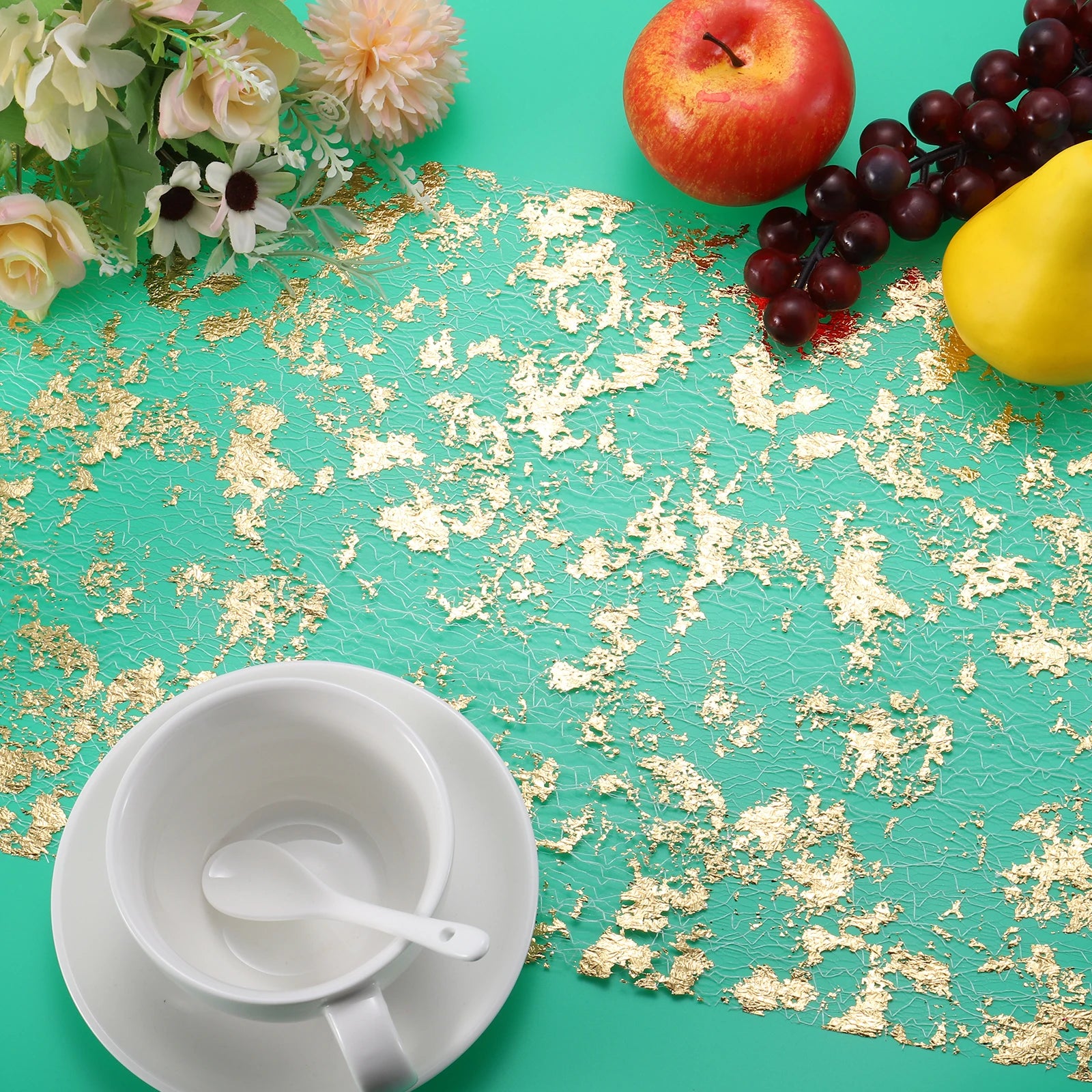 Table Runner 11 x 360 Inch, Metallic Foil Thin Mesh Table Runner Roll for Event Party, Birthday Party, Weddings, Christmas