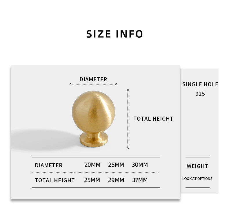 Santaya Brass Knob Round Furniture Handle Ball Modern Minimalist Gold Drawer Knob Wardrobe Pull Kitchen Handle Solid Single Hole
