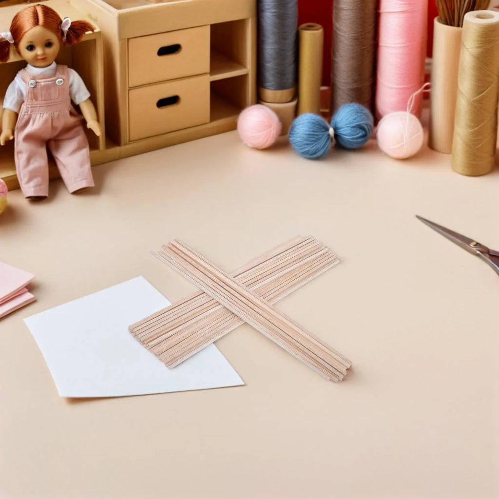 50Pcs Balsa Wood Square Wooden Dowel Rods 11.8x0.16 Inch Unfinished Craft Wood Sticks for DIY Woodworking Small Craft Projects