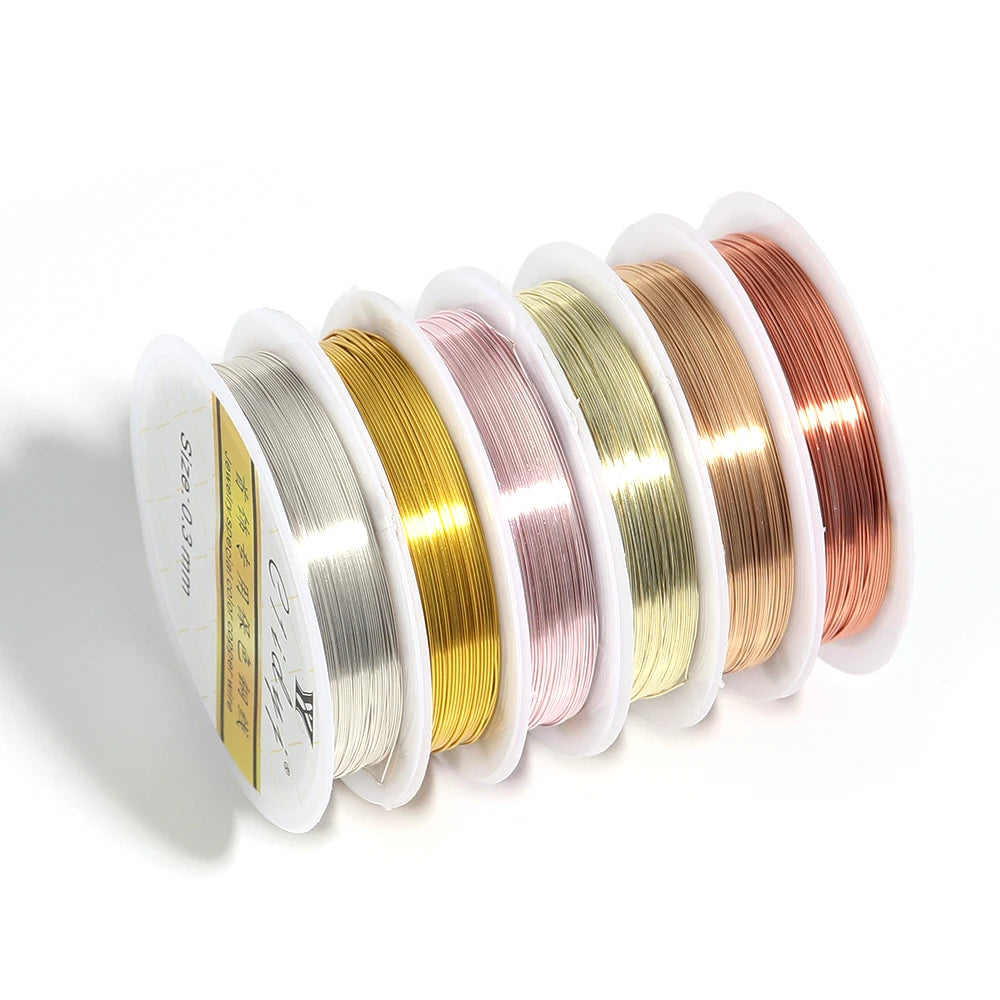 1Roll Gold Color Copper Wire 0.2/0.3/0.4/0.5/0.6/0.7/0.8/1.0mm Beading Cord Wire DIY For Beads Jewelry Making Accessories