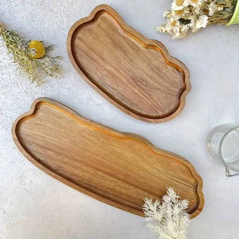 Japanese-Style Wooden Coffee Trays for Fruit Desserts Candies Bread Snacks Cakes Food Table Trays