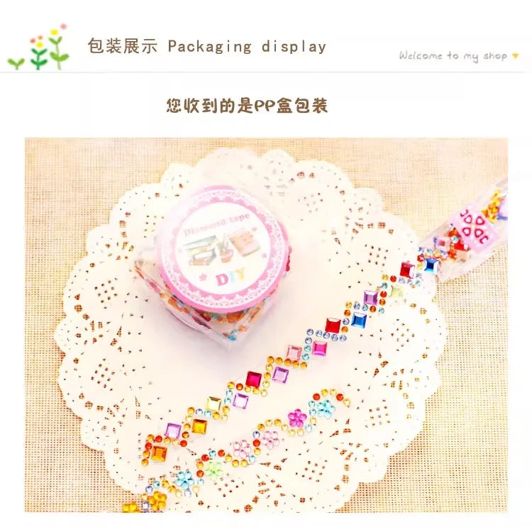 5 self crystal rhinestone sticker rolls with sparkling diamond texture mobile phones photo albums DIY decorative materials