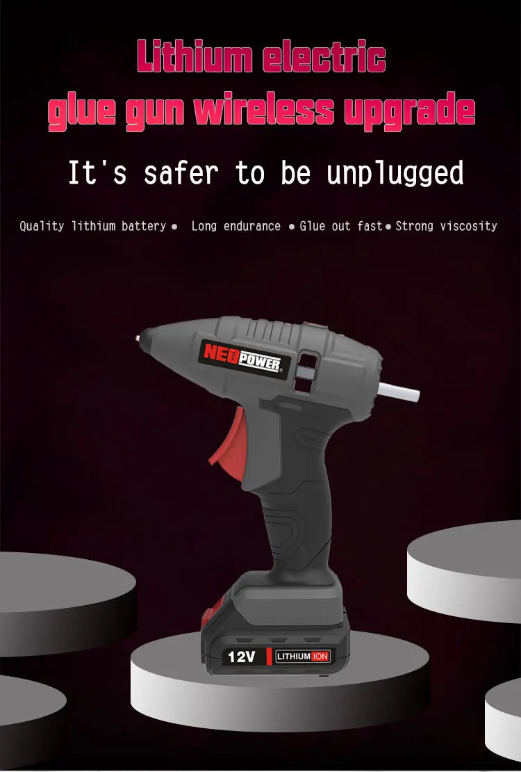 12V cordless hot glue gun kit and hot glue sticks