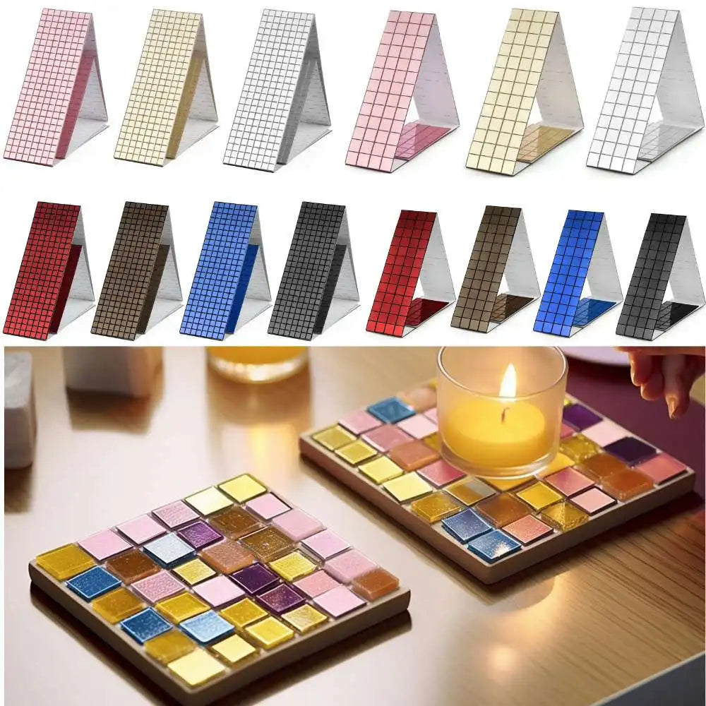 4x60cm Self-Adhesive Real Glass Craft Stickers Reflective Glass Tape Mirror Mosaic Tiles For Making DIY Hand Crafts Home Decor