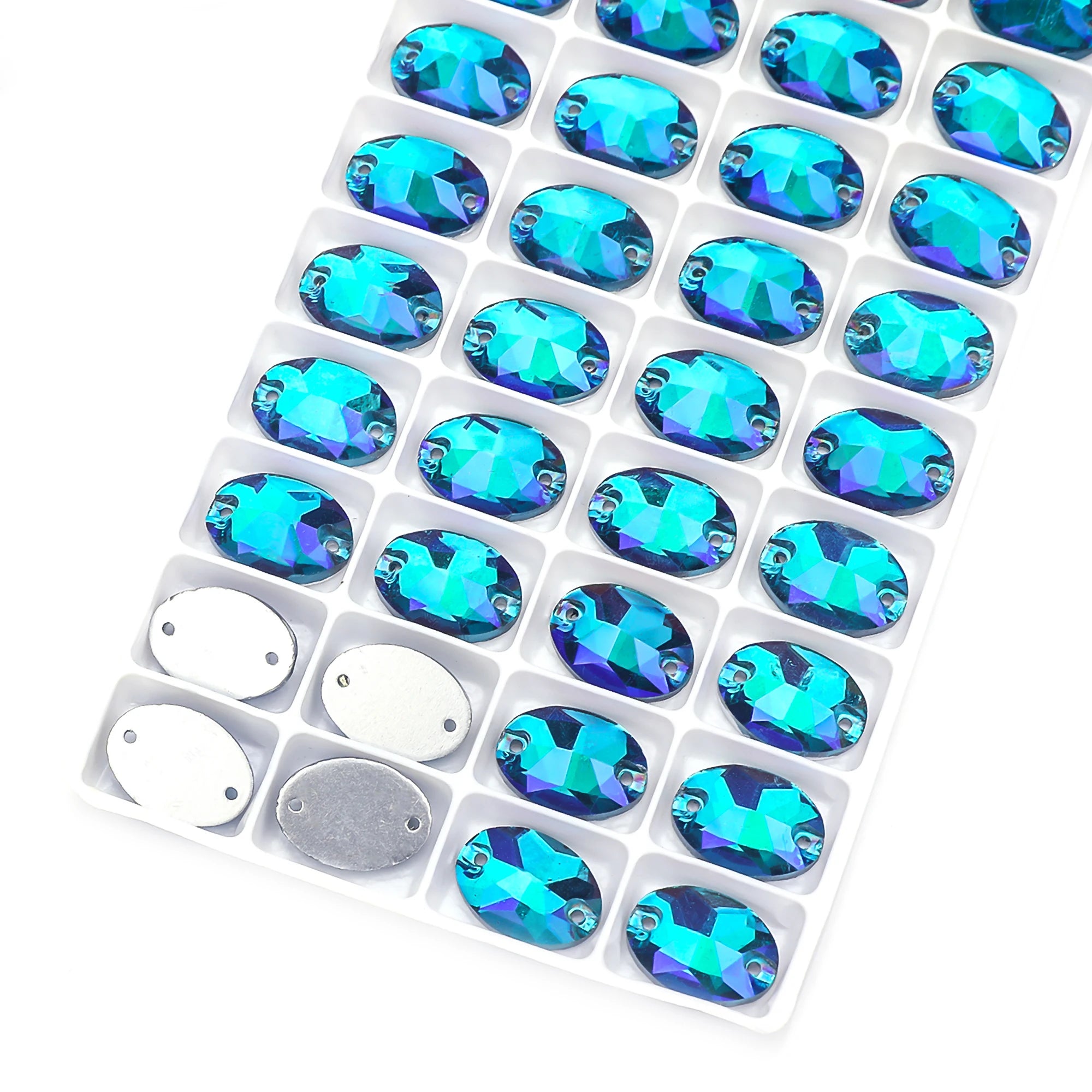 VC Oval Fine crystal AB rhinestone decoration flat back sewing 2 hole stone glass beads, can be used as DIY wedding decoration