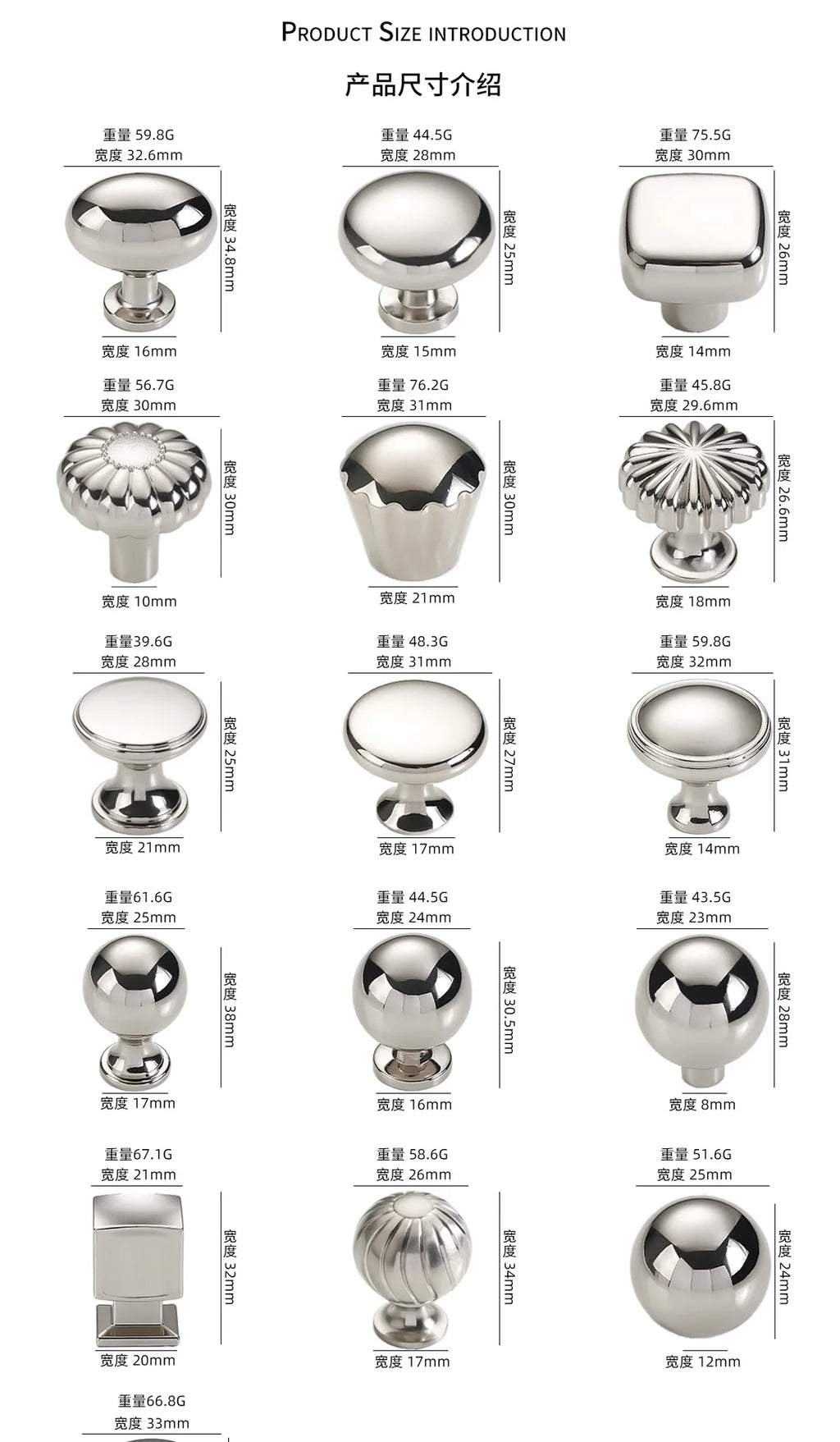 Silver cabinet door handle creative wardrobe/cabinet/drawer knobs modern minimalist single-hole door pull furniture hardware
