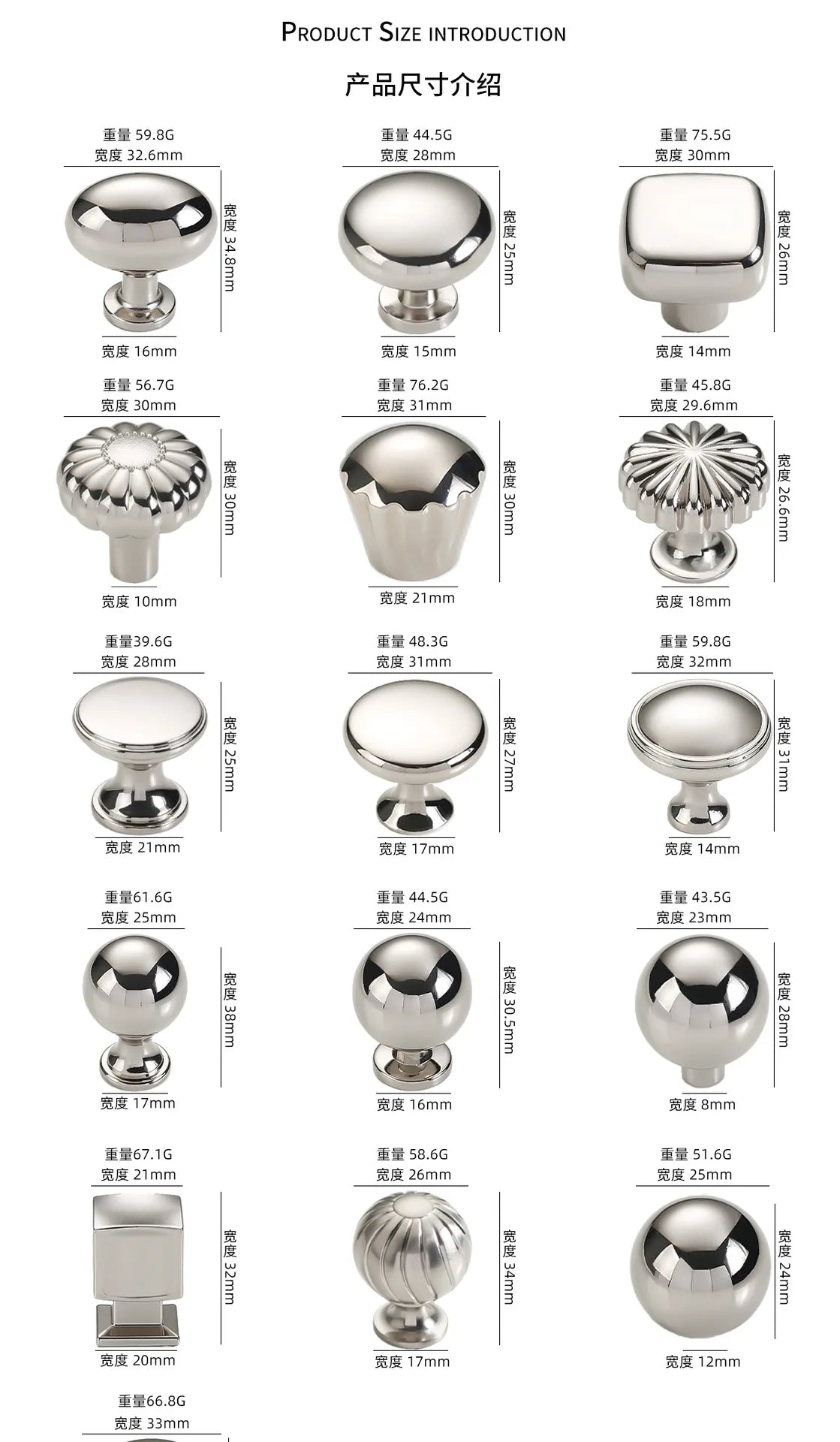 Silver cabinet door handle creative wardrobe/cabinet/drawer knobs modern minimalist single-hole door pull furniture hardware