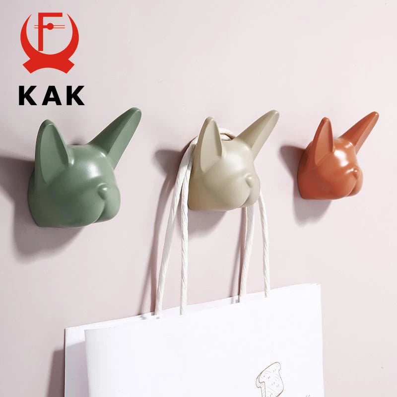 KAK Bulldog Design Wall Hanging Hooks Coat Hook Bag Hat Rack Rackers Zinc Alloy Wall Decorations for Kis Hardware Fittings