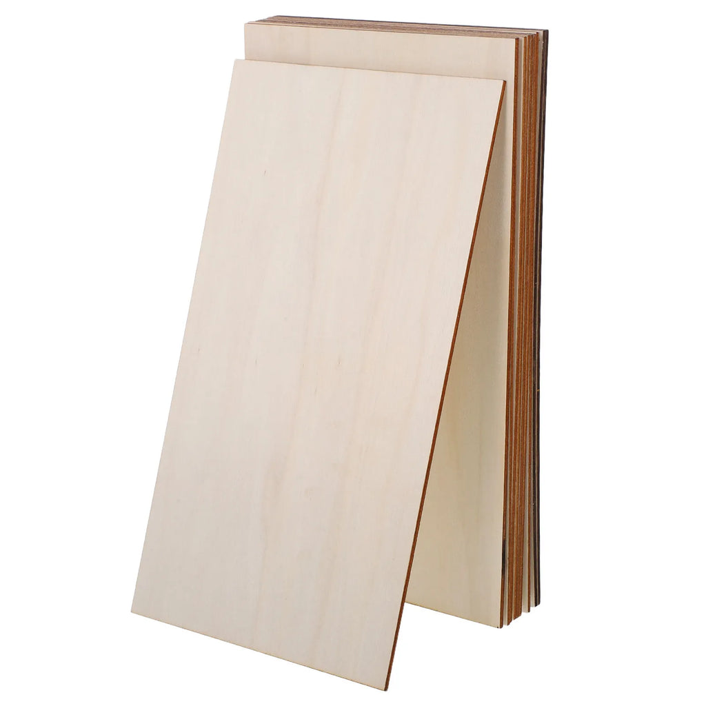 10Pcs 170x300x3mm Plywood Sheets Flat Unfinished Craft Wood Boards for Painting Carving DIY Projects School Art Studio