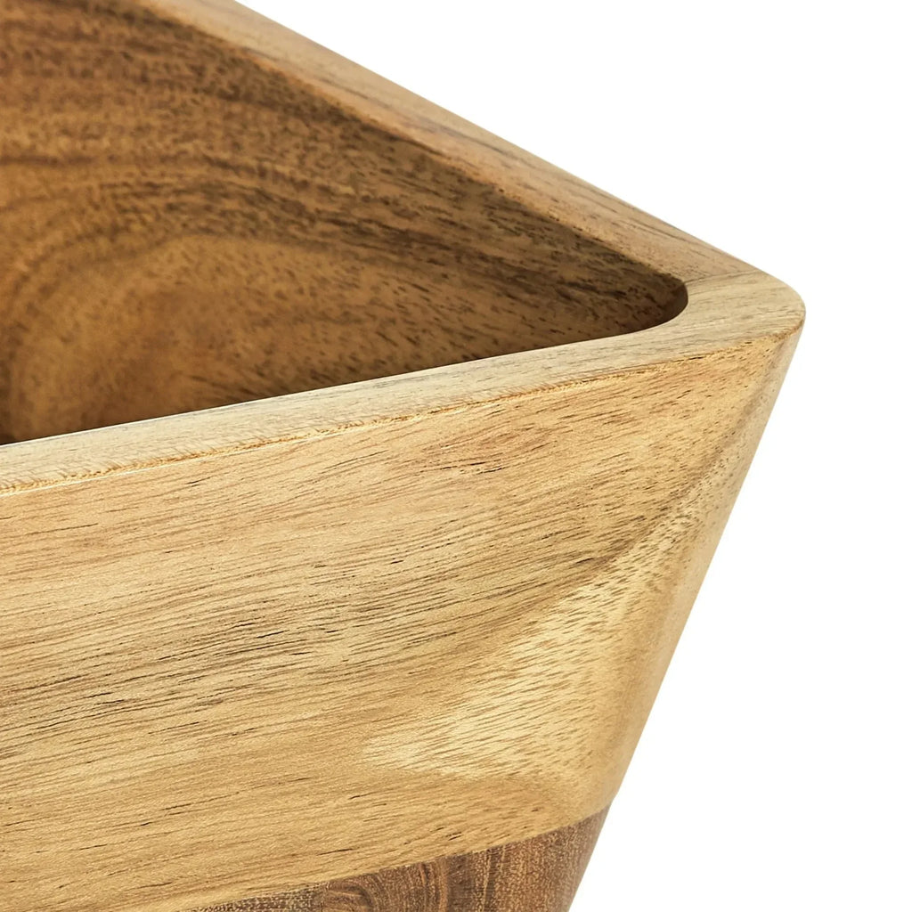 Natural Finish Acacia Wood Oval Bowl | For Serving Salad, Fruit, Bread, Dining Table Centerpiece & Kitchen Use