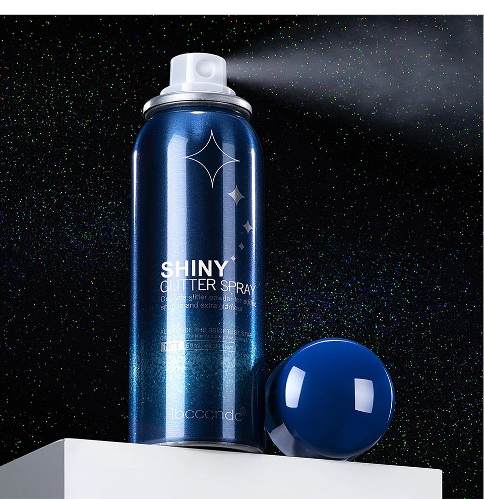 60ml Shiny Silver Glitter Spray High Gloss Glitter Powder Spray Waterproof Shiny Powder Makeup for Body Face Highlight Makeup