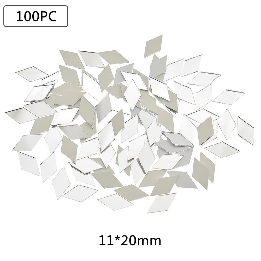 Good DIY 100PCS Glass Mirror Mosaic Tiles Round Square Self Adhesive Stickers Wall Decal Craft Home Decoration Craft Supplies