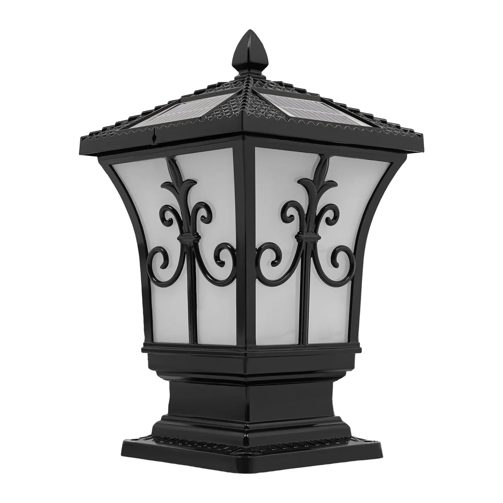 85-265V Outdoor Solar Post Light,Modern Post Light, Solar Powered & Electric Supply Garden Pillar Light with Remote Control