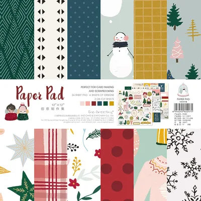 Eno Greeting 26pcs of 12*12inch  Scrapbook Papers  Vintage Flower Background Papers for Card Making Die Cuts Decoration Papers