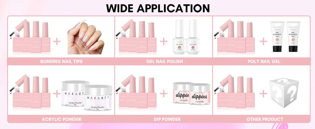 Makartt 4pcs Gel Base and Top Coat Nail Dehydrator and Primer Kit Long Lasting Nail Prep Tool for Gel Nail Polish Acrylic Powder