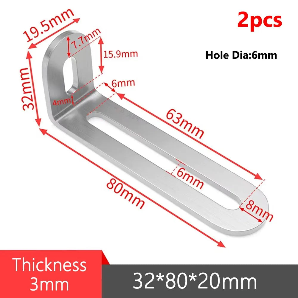 1/2Pcs Stainless Steel Angle Bracket Furniture Fastener 90 Degree Right Angle Corner Brace Joint Silver L Shape