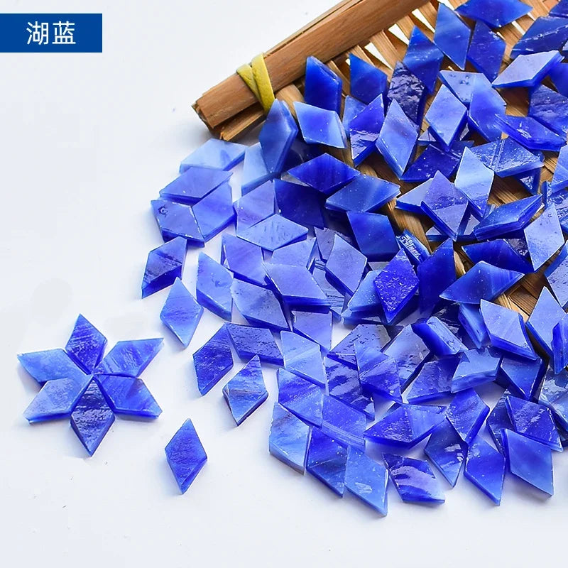 200g Diamond Shape Mosaic Mica Stained Glass Mosaic Tiles Mosaic Making Tiles for Puzzle Art DIY Craft Lamp Table Accessories