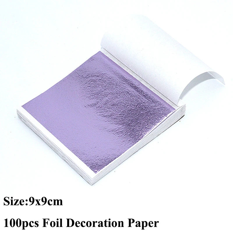 100pcs Imitation Gold Sliver Copper Foil Paper DIY Resin Candle Plaster Craft Leaf Flake Gilding Sheets Art Nail Home Decoration