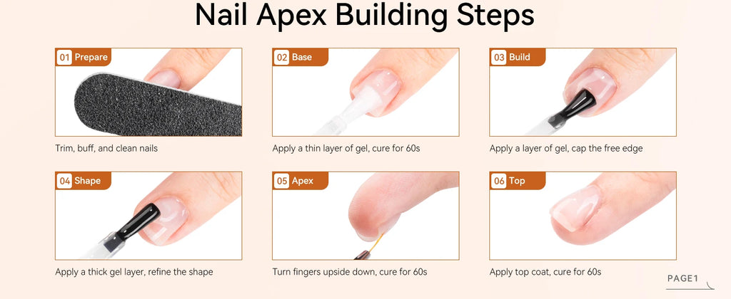 Builder Nail Gel, 7-in-One Clear Builder for Nails, LED Lamp Cured Rubber Base Gel Polish Coat Strengthener Thickening Extension