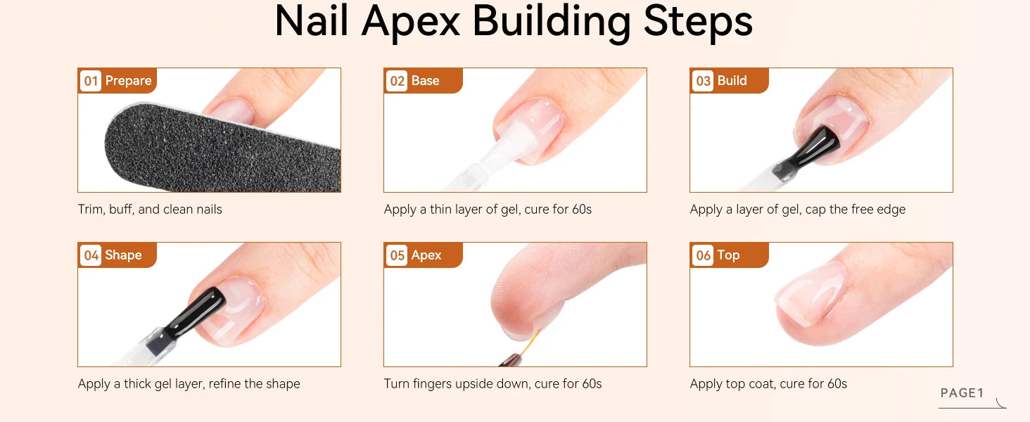 Builder Nail Gel, 7-in-One Clear Builder for Nails, LED Lamp Cured Rubber Base Gel Polish Coat Strengthener Thickening Extension