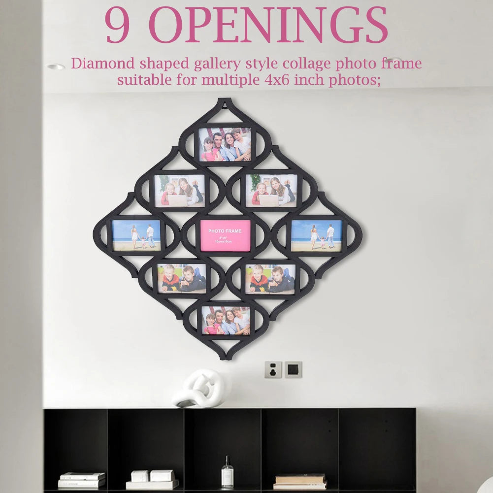 4x6In Wall Photo Frame Collage Reusable 9 Grid Photo Frame Creative Photo Frame for for Wall Decoration and Photo Display