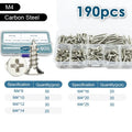 190/450/800/1300pcs Cross Flat Head Self-tapping Screws Set Assortment Kit Nickel Plated M1-M4 Phillips Head Wood Screw
