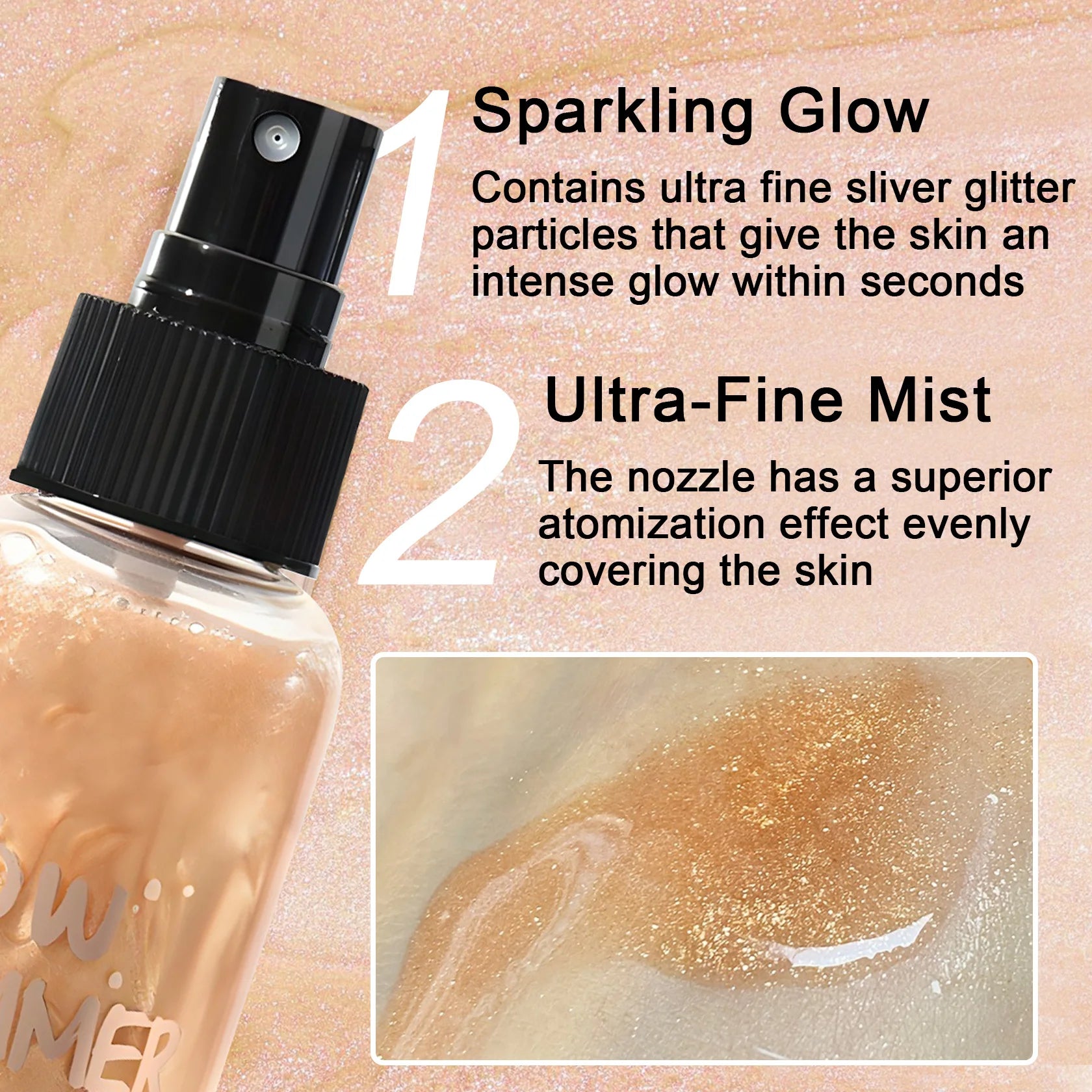 Body Glitter Spray Quick Drying Body Glow Shimmer Long-Lasting Shiny Liquid Highlight Makeup for Birthday Party 2026 Newest