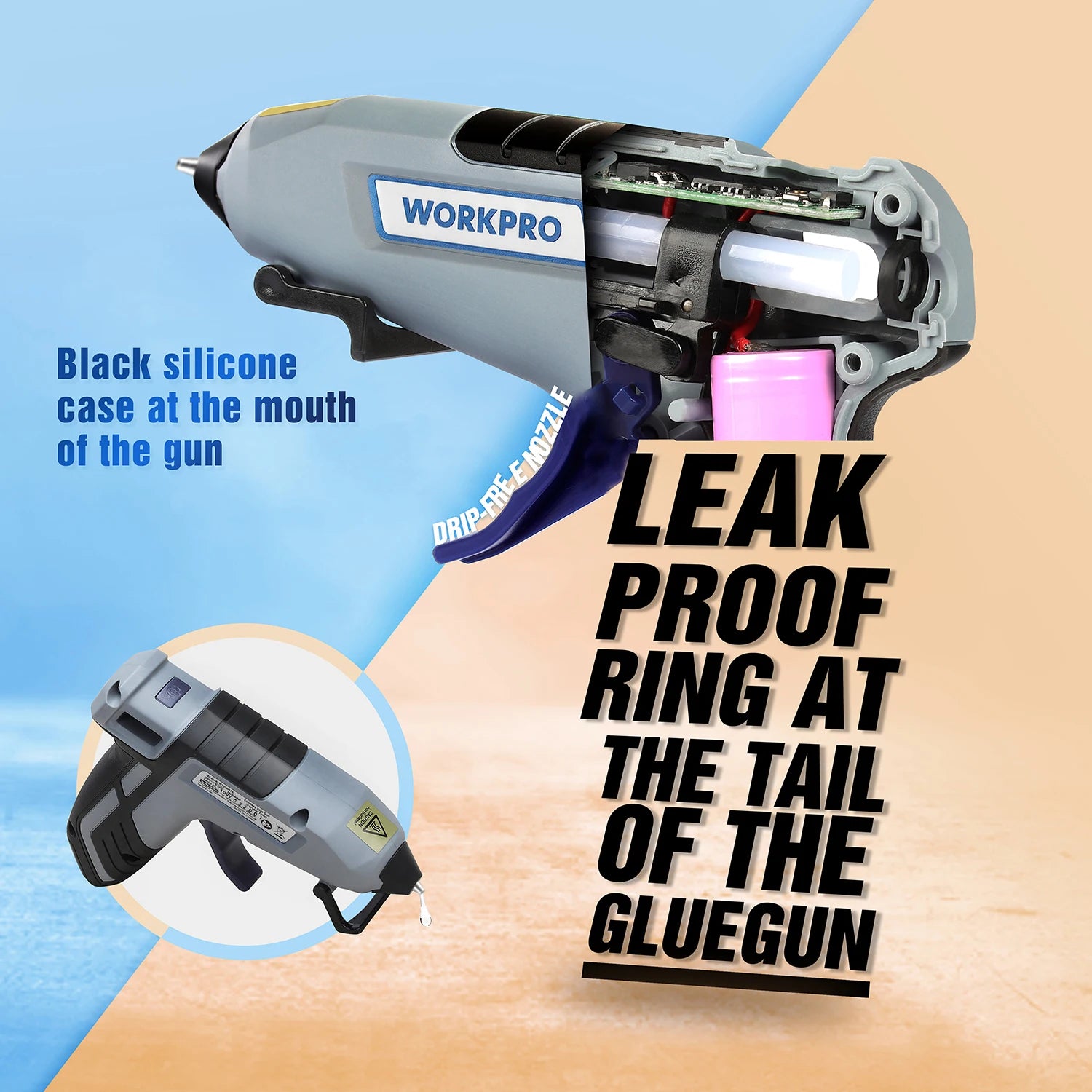 WORKPRO 30W Hot Melt Glue Gun with 20pcs Glue Sticks for DIY Arts Craft Projects, Home Quick Repairs
