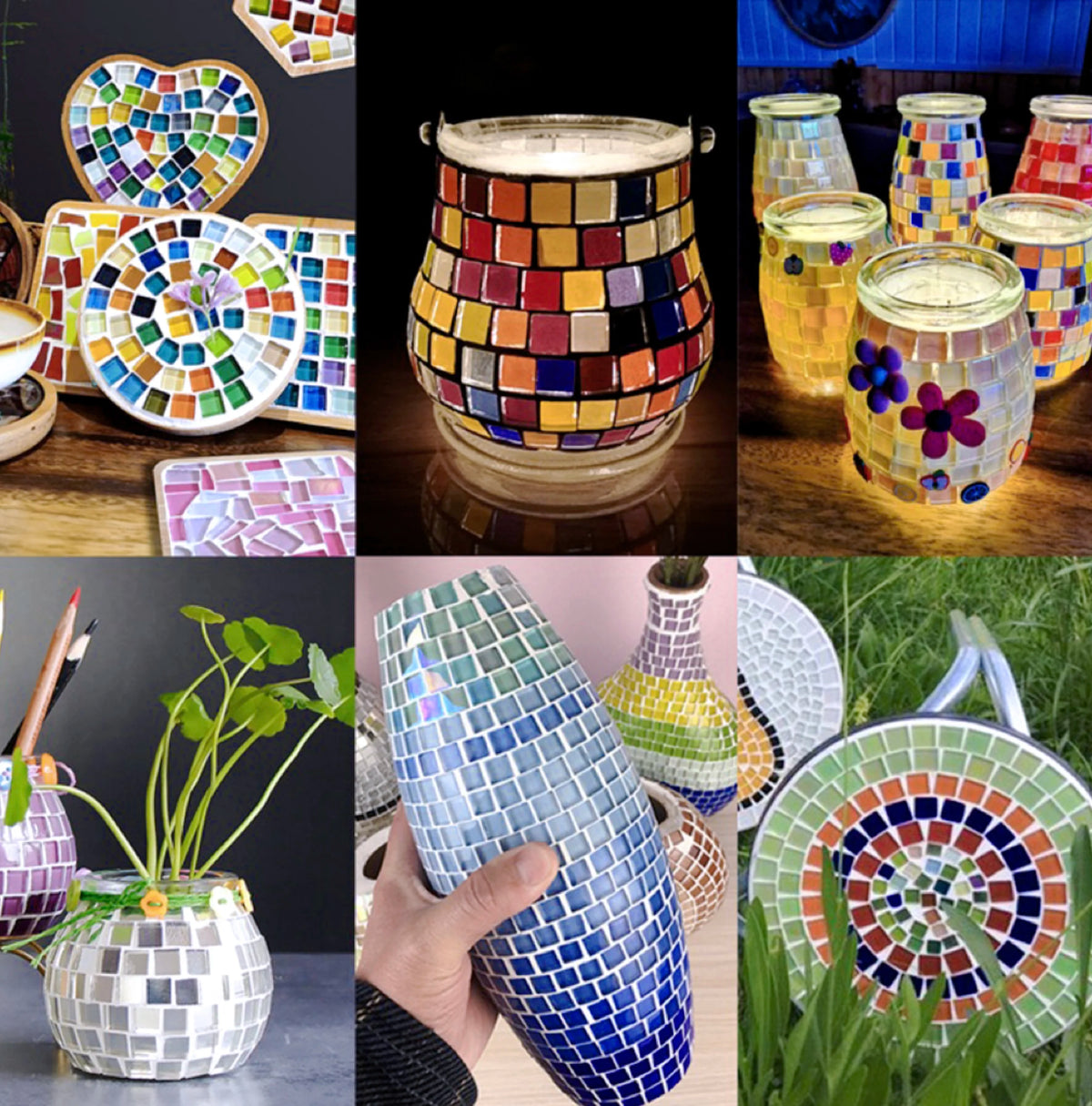 50pcs DIY Ceramic Mosaic Glass Tiles Handmade Mirror Decorative Ceramic Tile Wall Technology Colored Crystal Decorative Material