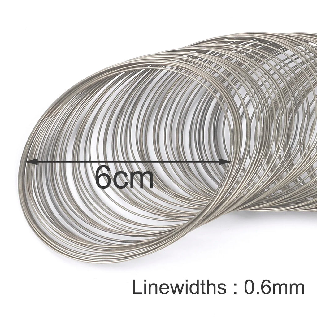 100Loops 0.6mm Memory Wire Bracelet Ring Stainless Steel Coil (Silver/Gold) for DIY Jewelry Making Bead Stringing Craft Supplies