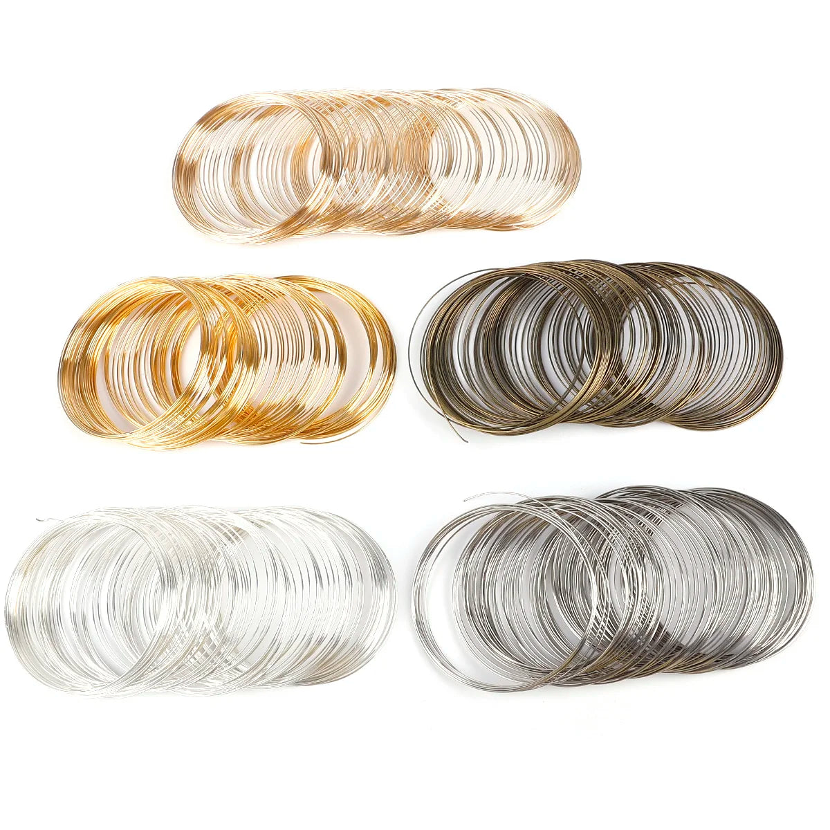 100Loops 0.6mm Memory Wire Bracelet Ring Stainless Steel Coil (Silver/Gold) for DIY Jewelry Making Bead Stringing Craft Supplies