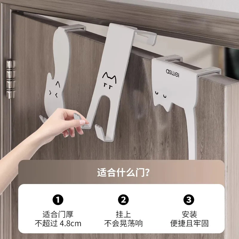 Hook behind the door Shelf No punching Kitchen cabinet Door Wall hanging Hanger Storage Clothes Hat Key Artifact Door Hooks