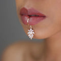 Stonefans Sexy Leaves Lips Ring Zircon High Quality Non Piercing Jewelry Fashion Hip Hop Labret Cuff Accessories Women Nightclub