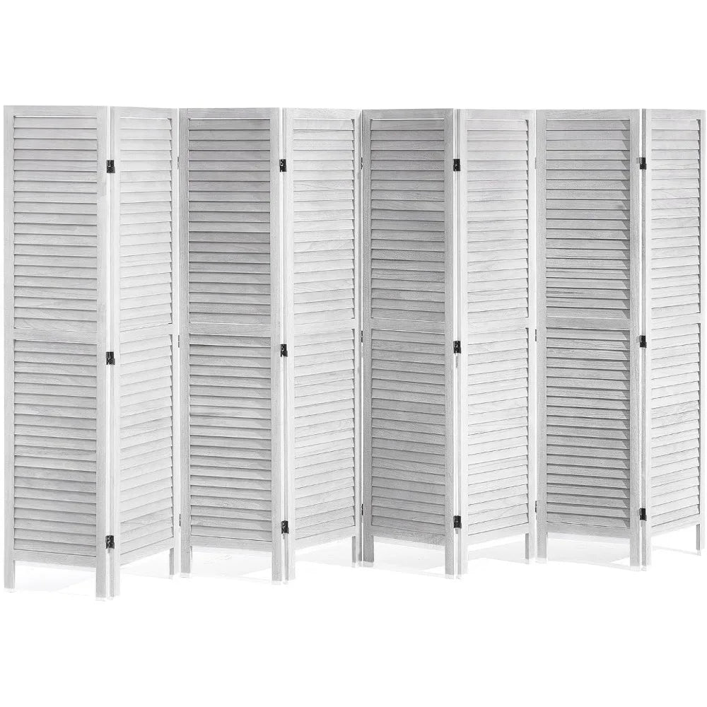 VEVOR Wood Room Divider, 8 Panel Wood Folding Privacy Screen, 66.9 Inches Tall Indoor Louvered Wooden Partition, Portable Decora