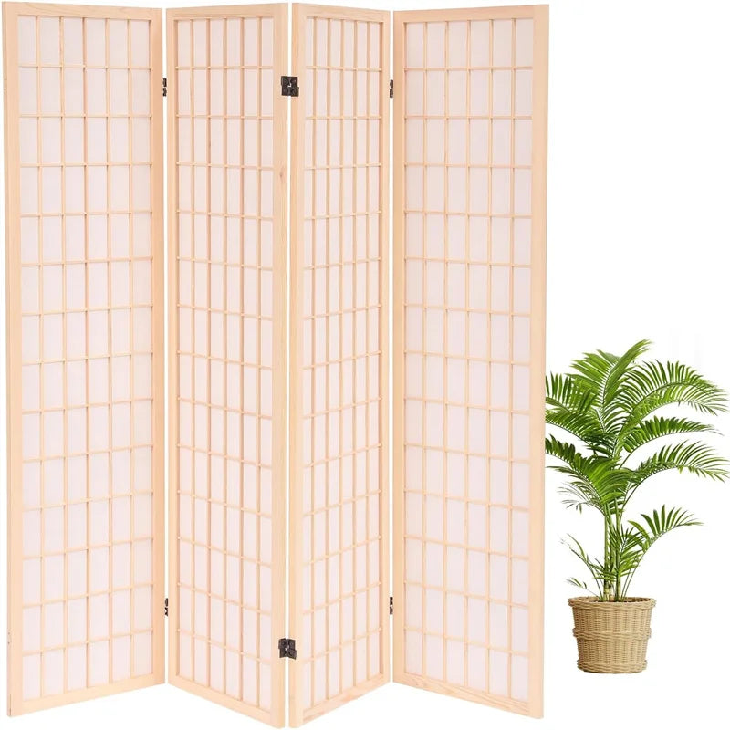 Japanese Shoji Screen Room Divider – Folding Wooden Privacy Panel for Home, Office & Garden – Traditional Style Room Separation