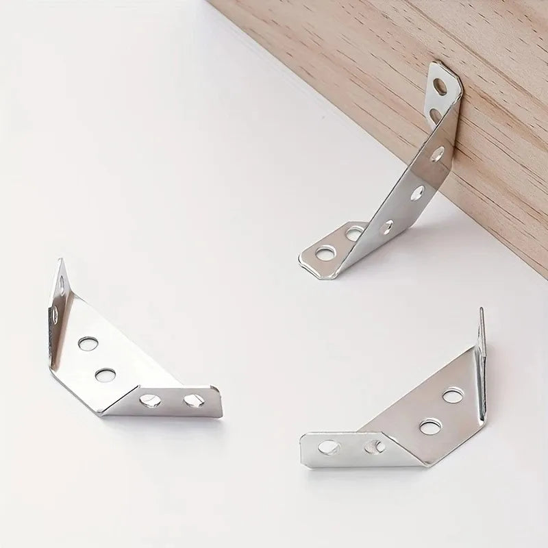 Stainless Steel Corner Brackets with Screws 90° Right Angle for Wood Furniture Shelves Cabinets Corner Connector 1-30PCS