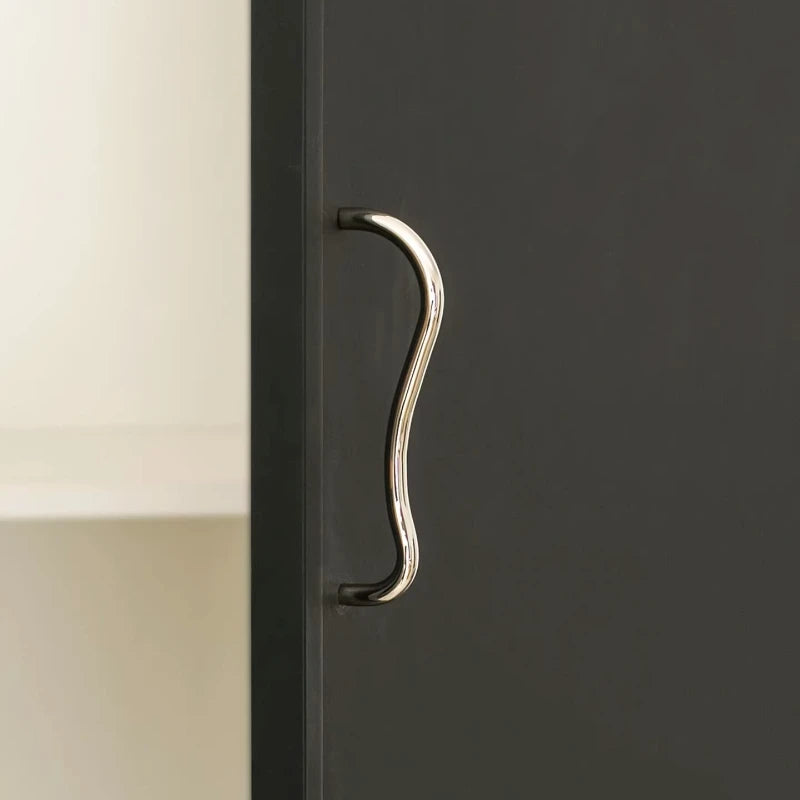 Brass Irregular Line Furniture Handles Bright Cupboard Wardrobe Dresser Drawer Cabinet Knobs Door Pulls T-Bar Decorative Knob