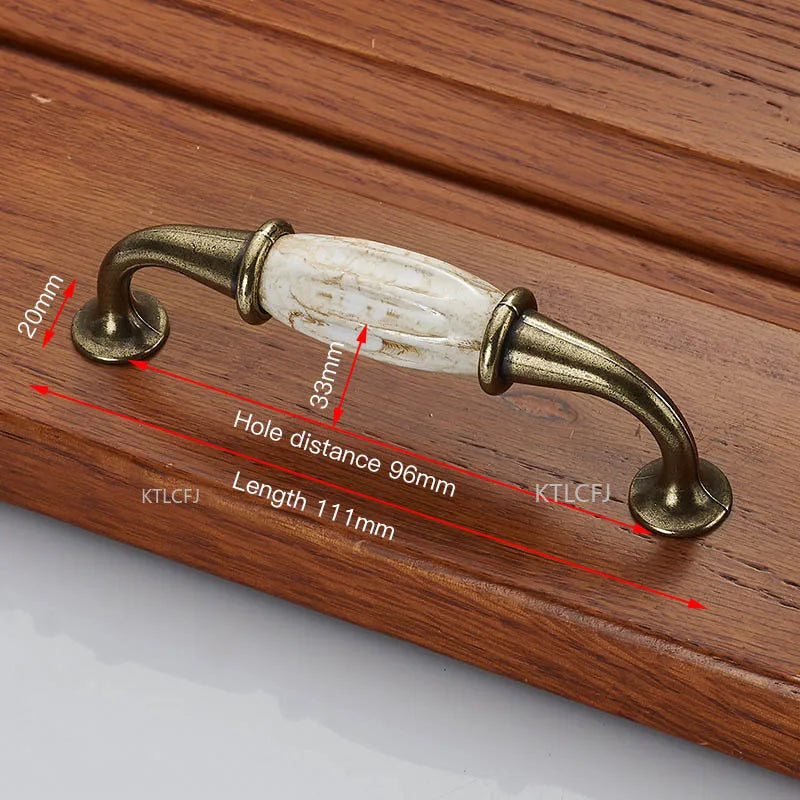 European Bronze Ceramic Cabinet Handles Zinc Alloy Drawer Knobs Wardrobe Door Handles Furniture Handle