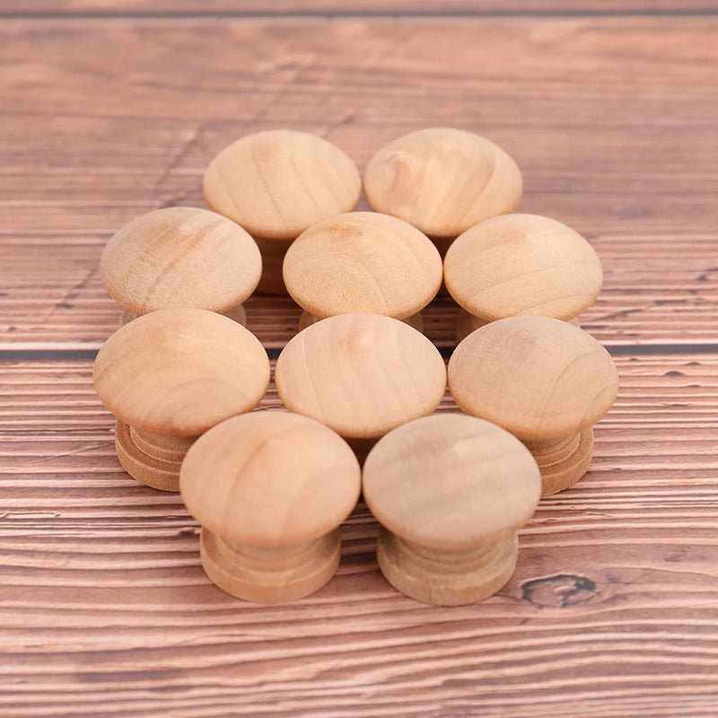 10pcs Wood Round Pull Knobs Natural Wooden Cabinet Drawer Handle Wardrobe Knobs Door Pull Kitchen Handle Furniture Hardware