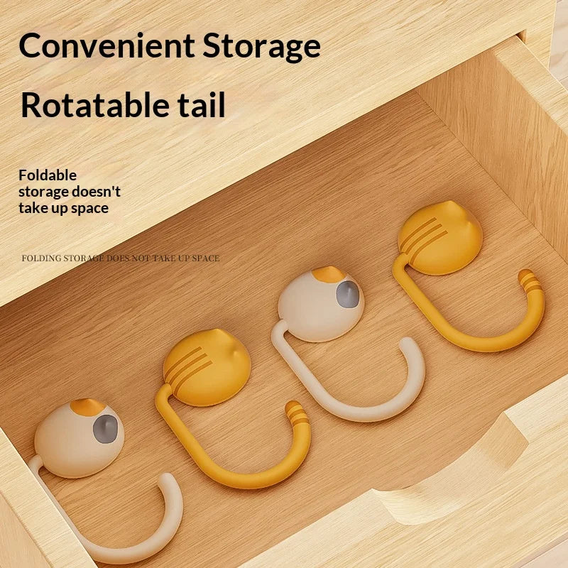 Cat Backpack Hook Desk Edge Hook Dormitory Gadget New Model with No Drilling Holes for Primary School Student Desk Side Hook.