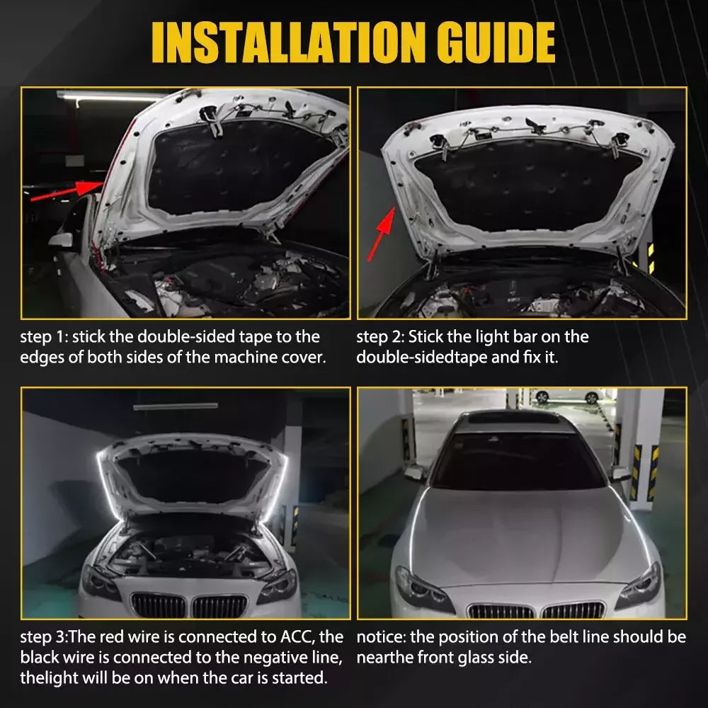 180CM LED Car Hood Lights Strip Engine Hood Light DRL LED Daytime Running Light Strip Flexible Waterproof Car Decor Assecories