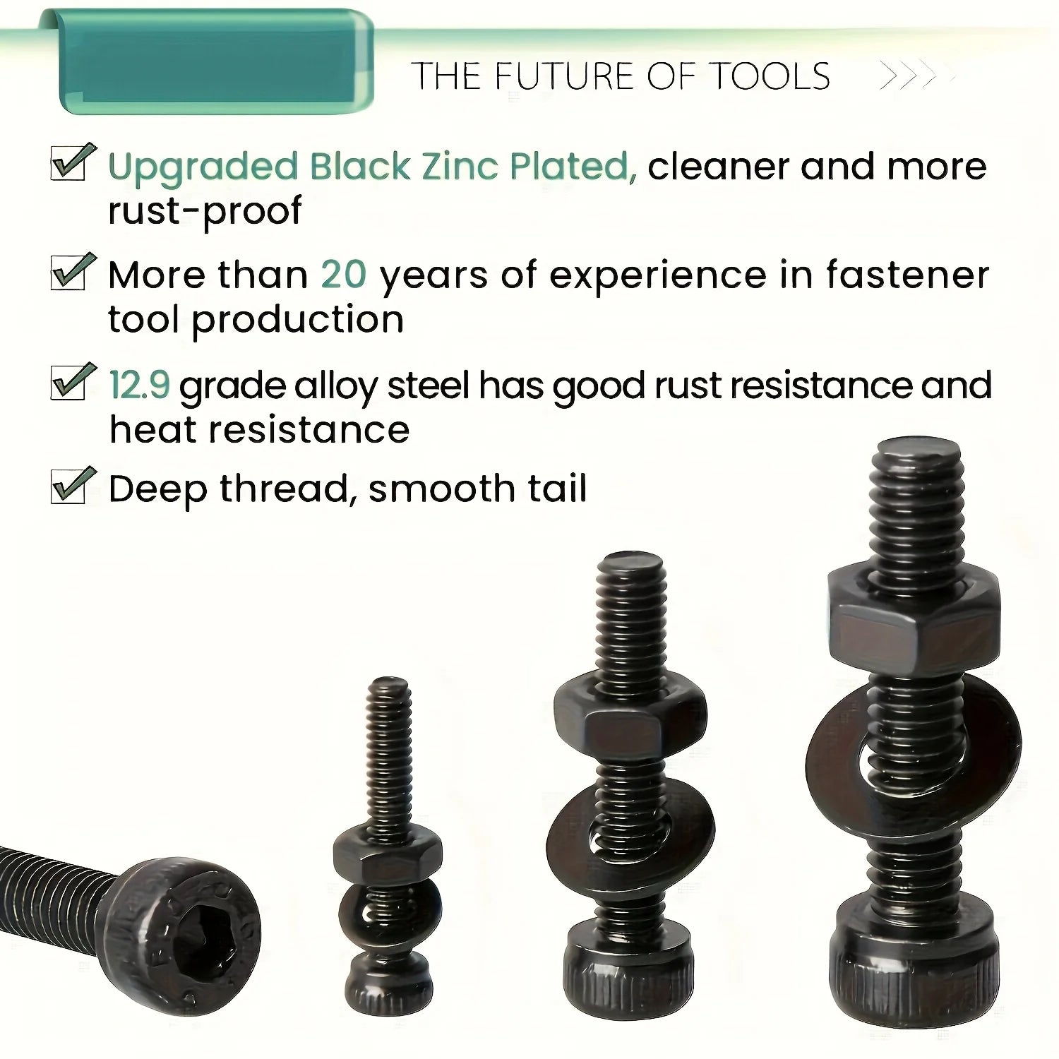 1260pcs Metric Bolt Assortment - M2 M3 M4, 21 Sizes 4MM To 30MM 12.9 Alloy Steel Bolts And Nuts Kit