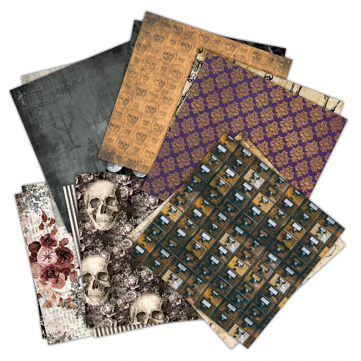 24 pcs Vintage Scrapbooking Paper Set DIY Material Paper Halloween Decorative Antique Retro Art Craft Embellishment Supplies